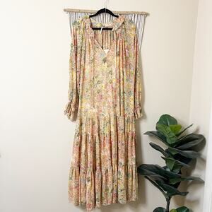 Free People Feeling Groovy Yellow Floral Maxi Dress S